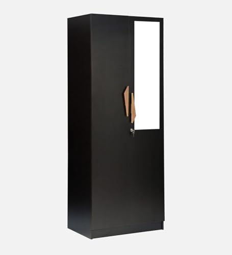 Image of Mintwud Pepperfry Engineered Wood Wardrobe with 2 Doors Storage, 1 Mirror and 1 Hanging Rod | Wooden Almirah Cupboard for Clothes Storage Organizer for Living Room Home Furniture (Wenge Finish)