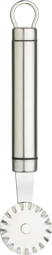 KitchenCraft Professional Teigrädchen, Edelstahl Teigrädchen und -schneider mit kurzem ovalem Griff, spülmaschinenfest, Silber, 17cm Länge, 3,5cm Klingendurchmesser, 1 Stück