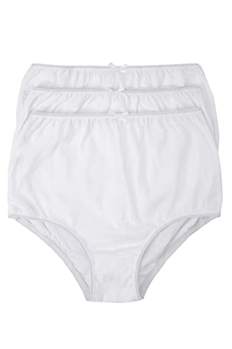 Marlon Womens Venetia White 100% Cotton Full Brief Pack Of 3, White, 16-18