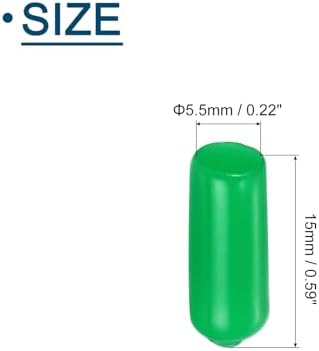 uxcell 50Pcs Rubber End Caps, 5.5mm/0.22" ID Flexible Rubber Caps, PVC Caps Rubber Screw for Bolts Screw Caps Thread Protectors Tube Screw Bolt, Green — 사진 2