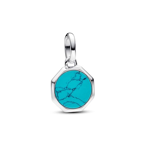 Pandora Turchese 793388C01 - Ciondolo a forma di medaglia, colore: Blu, misura unica, Argento sterling, Turchese sintetica