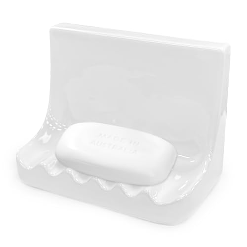 White Vintage Wall-Mounted Ceramic Soap Dish for Shower Wall Retro