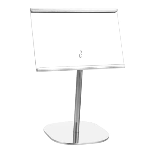 KICHOUSE Menu Holder Labels Poster Name Tag Place Holder Table Menu Board Display Table Menu Stand Organizer Tabletop Menu Stand Sticker Table Sign Holder Card Stainless Steel