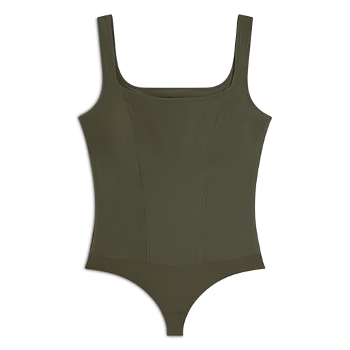 Body de cuello cuadrado negro imitación cuero brillante moda femenina