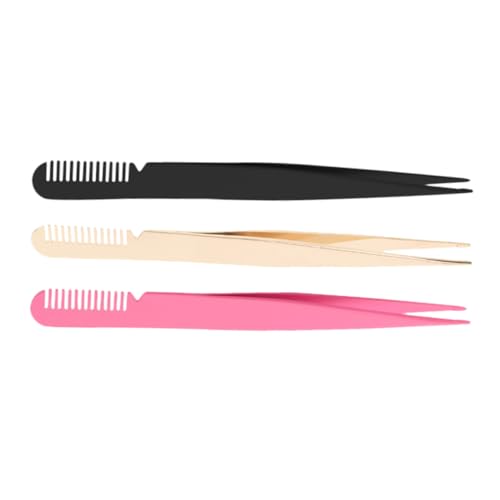CALLARON Eyelash Clamp Tweezers 3 Colors Set Comb for False Lashes Eyelash Tweezers for Women Men Lash Extensions