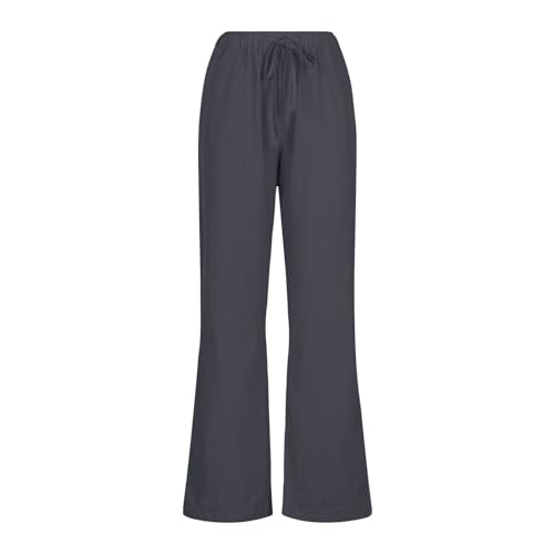 Womens Summer Cotton Pants Dressy Casual High Waisted Drawstring Lounge Trousers Loose Wide Legged Flwoy Beach Pant3