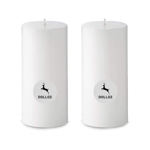 Image of Paraffin Wax Pillar Candle | Dripless | Smokeless | Unscented | Burning time- 60 hrs | Hand Poured | Christmas Candle (Set of 2, 3 X 6 Inch, White)