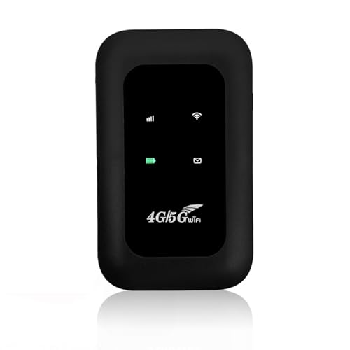 Denash Punto de Acceso WiFi Portátil 4G/5G, Enrutador Móvil de Viaje con Velocidad de 300 Mbps, Pantalla LED de Color y Ranura SIM para 10 Dispositivos