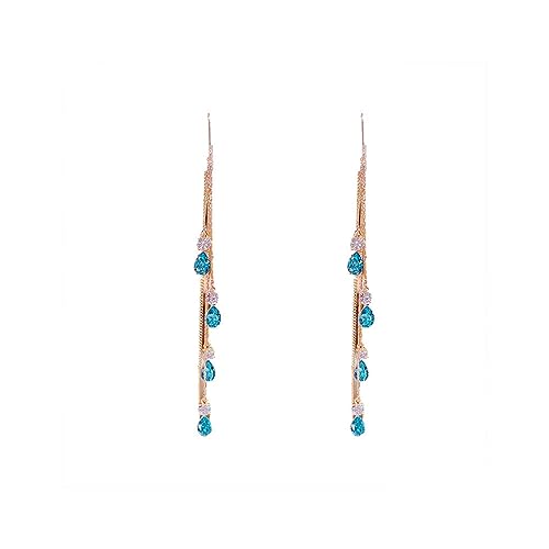 Boucles d'oreilles pendantes bleues en forme de goutte d'eau strass style rétro pour fête