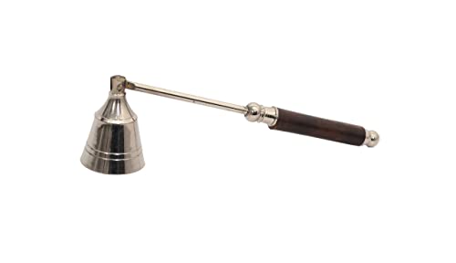 Skywalk Metal Hand Crafted Candle Snuffer with Wooden Handle - (6 Inch, Silver) Standard Gold