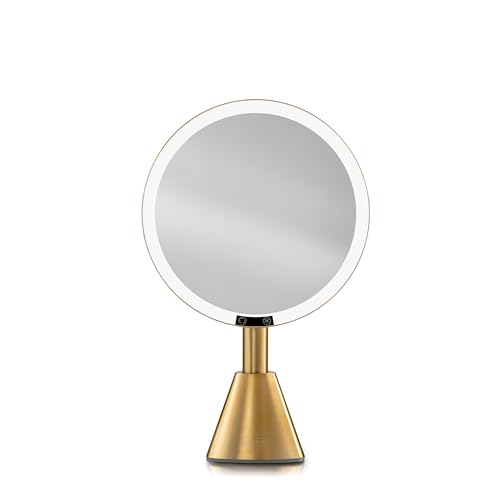Ilios Lighting 9' Lighted Makeup Mirror with 5X Magnification – Rechargeable LED Vanity Mirror, Adjustable Lighting (3200K–6500K), 1000 Lux Brightness, Stepless Dimming (Gold)