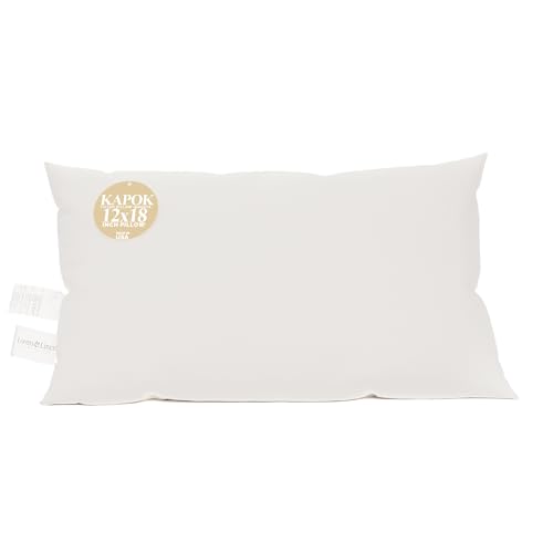 Looms & Linens Hypoallergenic Kapok Cotton 12x18 inch Lumbar Pillow Insert with Sateen Pillow Shell - Pack of 1 Pillow Sham Stuffing Made in USA