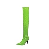 KKKMART Botas largas de Moda sexys de 8 CM/4,72 Pulgadas con Punta Puntiaguda y Cremallera Lateral, Botas Altas de tacón de Aguja por Encima de la Rodilla