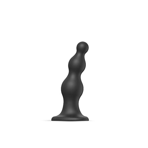 strap-on-me | Dildo/Plug "Beads" | Gamme Hybride | Epouse les Courbes du Corps, Diamètre des Perles Graduel | Silicone Ultra-Doux - Compatible Harnais | Noir, Taille M