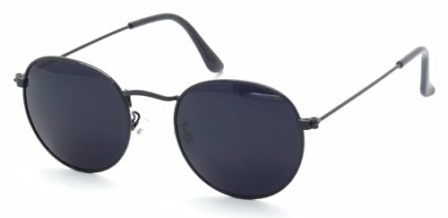 Óculos de Sol Redondo Unissex Polo London Club com lente UV400 contém Case Couro ECO (Preto lente Fumê)