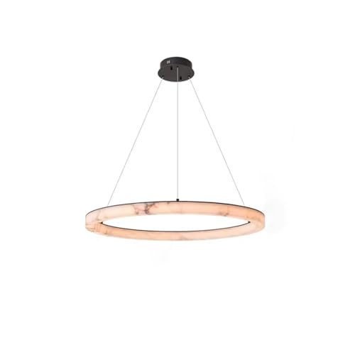 Lámpara Colgante Redonda de diseño LED de mármol, luminaria de suspensión Lustre para Sala de Estar, Moderna (luz cálida, 60 cm)