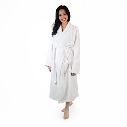 Superior Men's Traditional Premium Turkish Cotton Lightweight Long Bathrobe with Pockets- Large-X Large, White3