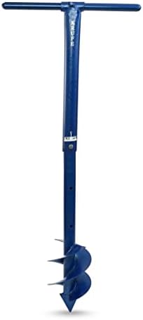 KRUFE Post Hole Adjustable Auger - Dual Blade Earth Auger Hole Digger, 6 Inch Diameter - Blue | Agriculture Tools for Farming - Adjustable Depth Design | Ideal for Farming, Gardening