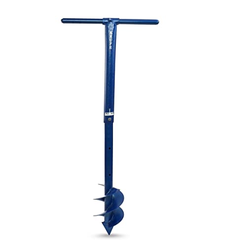 KRUFE Post Hole Adjustable Auger - Dual Blade Earth Auger Hole Digger, 6 Inch Diameter - Blue | Agriculture Tools for Farming - Adjustable Depth Design | Ideal for Farming, Gardening