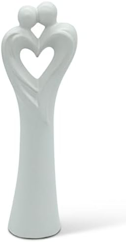 FeinKnick Stylish sculpture Heart Couple - amorous lovers in heart shape in white ceramics for decoration - modern decorative figure as a symbol of love - pair statue as gift