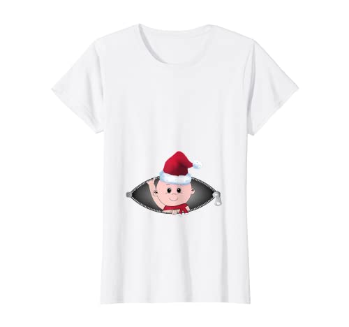 Femme T-shirt de Noël pour femme enceinte avec inscription « Baby Santa » T-Shirt
