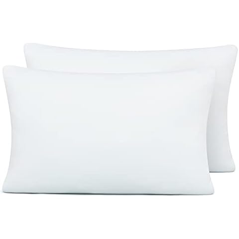 Coop Home Goods Throw Pillow Insert (Pack of 2 White) - 12 x 20 Inches Indoor Decorative Pillow, Adjustable Memory Foam Fill, Lightweight Down Alternative Set of 2 Accent Pillows for Sofa, Bed, Couch Cover