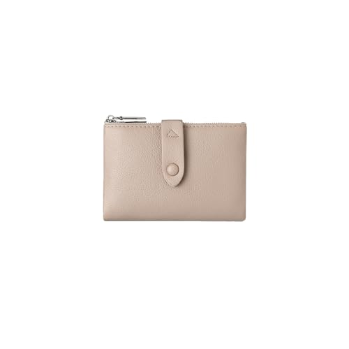 Small Wallet for Women Slim RFID Blocking Genuine Leather Credit Card Holder Bifold with Zipper Coin Pocket in Black (Apricot)