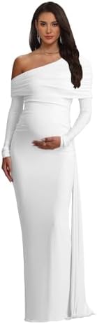 Womens One Shoulder Maternity Dresses for Photoshoot Mermaid Sati...