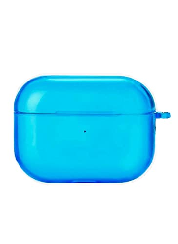 Airpods Pro Case Neon Ultra Slim ,With Keychain ,6 Variatons Of Candy Colors Transparent Clear Hard Pc (Front Led Visible) (Dark Blue) #TOP6