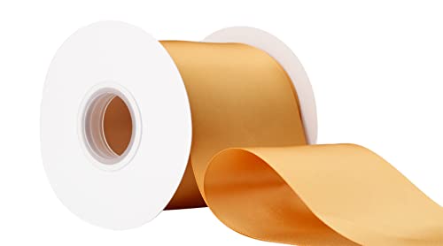 Ribbonitlux 100mm Wide Double Face Satin Ribbon 22 Meters (690-Old Gold, Set for Bow Party Decor, Sewing Applications - Image 2