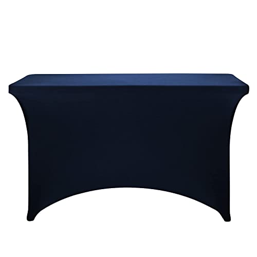 Image of FORLIFE 2Pack Spandex Table Covers,Fitted Tablecloth for Rectangular Tables, Stretch Patio Table Covers, Universal Spandex Table Cover for Wedding, Banquet, Party (4ft, Navy)