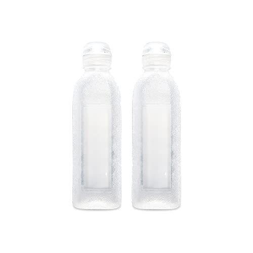 MIUPOO Condiment Squeeze Bottle, Transparent Oil Spray Bottle, With Silicone Valve Non Return Cap, No Leakage, No Hanging, Suitable for BBQ Sauce, Syrup, Oil and Condiments, 2 Pieces of 500ml(18 OZ).