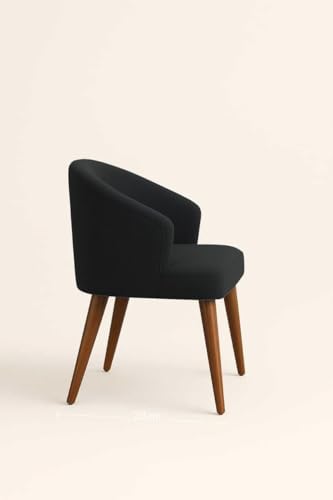 Image of WOODEN SPACE Velvetine Arm Chair for Living Room | Pure Sheesham Wood Legs & Premium Velvet Fabric | Vintage Accent Chair for Home & Office (Black Pack of 4)