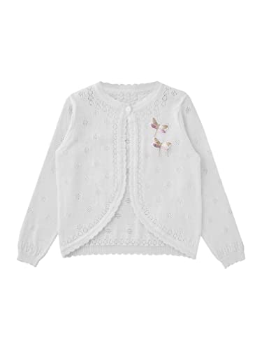 easyforever Kids Girls Long Sleeve Flower Ruffle One Button Knit Bolero Cardigan Shrug Cardigan Sweater Dress Cover up3