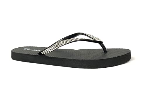 REDVOLUTION Girls' Rhinestone Sandals Platform T-Strap Jewel Sandals Beach Flip Flop2