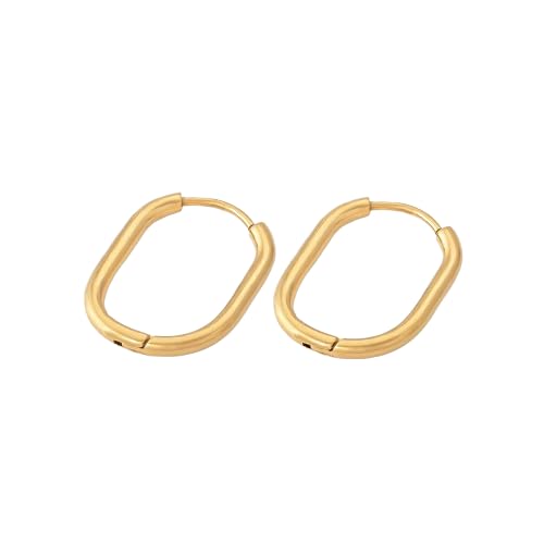 PALMONAS Plain Oval Hoop Earrings |Gifts For Girlfriend |Gift For Women & Girls (B0D9YD716L) Amazon Price History, Amazon Price Tracker