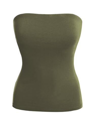 Image of MixMatchy Women's Stretchy Strapless Tube Top Y2K Bandeau Top