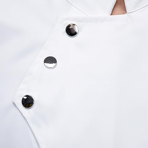 Men's Chef Coat Short Sleeve Button Shirts Chef Work Jacket Slim Fit Breathable Tops Lightweight Summer Top