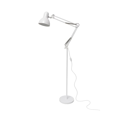 Jandei - Lámpara de pie con brazo, Articulado y cabezal orientable, diseño moderno, Cable de 170 cm con Interruptor, Compatible con Bombilla E27, 240V, IP20 para Interior (Blanca)