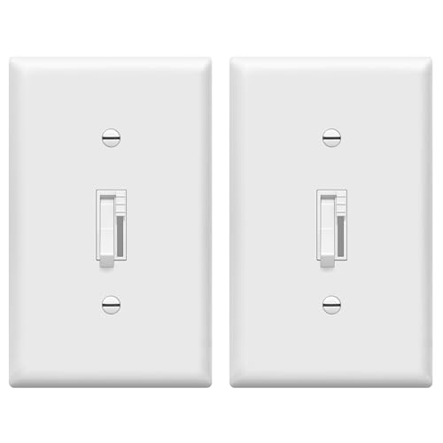 TG Digital Toggle Dimmer Light Switch for Dimmable LED, CFL and Incandescent Light Bulbs, Single Pole/ 3-Way, Wall Plate Included, UL Listed, 2 Pack, White