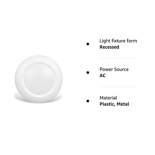 Jullison 6 Inch Led Low Profile Recessed & Surface Mount Disk Light, Round, 15W, 900 Lumens, 5000K Daylight White, Cri80, Driverless Design, Dimmable, Cetlus Listed, White(1 Pack) #TOP6