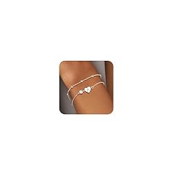KENIY A-Z Initial Bracelets for Women Girls,Layered S925 Sterling Silver Bracelet Personalised Letter Birthday Gifts