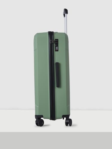 Image of Wildcraft Safara Mercury Hard Trolley Large Luggage | Durable Polycarbonate Shell | 360 Spinner Wheels | Telescopic Handle | Lightweight Check-in Travel Suitcase, Green
