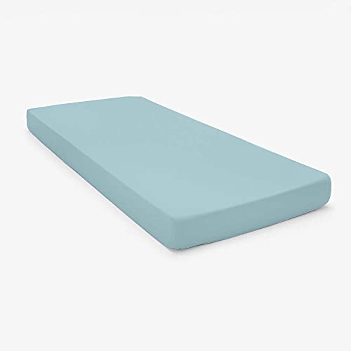 Sheets For Camping Cot Mattress - Fitted Cot Sheet Perfect For Narrow Twin/Cot Size/Rv Bunk/Guest Bed Replacement/33 X 75" Mattress/Camping Cot, Light Blue Solid, Cotton Cot Sheets 4 Piece #TOP2