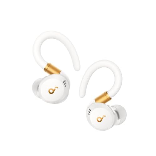 soundcore von Anker Sport X20, kabellose Workout Kopfhörer, drehbare und ausziehbare Ohrhaken, Geräuschunterdrückung, tiefer Bass, IP68 wasserdicht, schweißfest, staubdicht, 48h Play, Sport