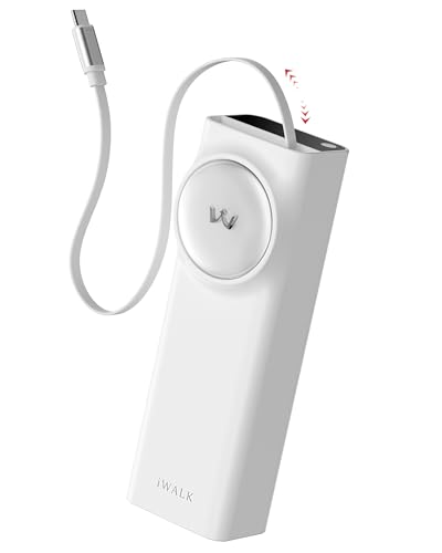 iWALK Laptop Power Bank, 20000mAh 65W Portable Charger with Built-in 2.3ft Retractable USB-C Cable & LED Display - Triple Outputs for MacBook Pro/Air, iPhone 16/15 Series, iPad Pro, Samsung S25/S24
