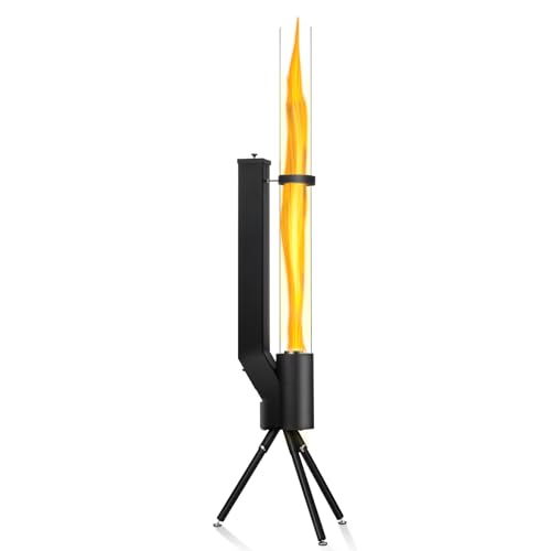58 Inch Outdor Wood Pellet Patio Heater, Pellet Fire Tube, Ideal for Camping, Campfire Party, Outdoor Dining, Patio, Backyard, Beach, Bring Happiness to Your Life