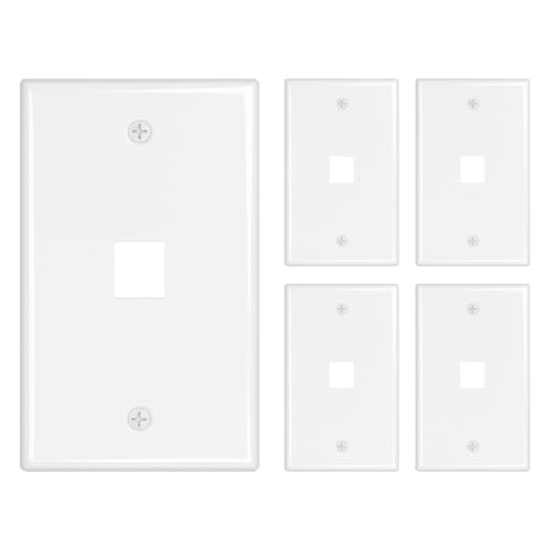 Image of iwillink 1-Port Keystone Wall Plate 5-Pack, Low Profile Ethernet Wall Plates for Keystone Jack, White