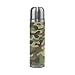 LDIYEU Mimetico Militare Verde Militare Termica Bottiglia d'Acqua Sportive Termos 500 ml Borraccia in Acciaio Inox Portatile Matraccio Sottovuoto Imballaggio in Pelle