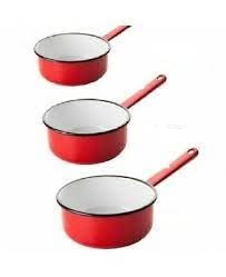LOT DE 3 CASSEROLE EMAIL ROUGE 12 14 et 16 CM INDUCTION